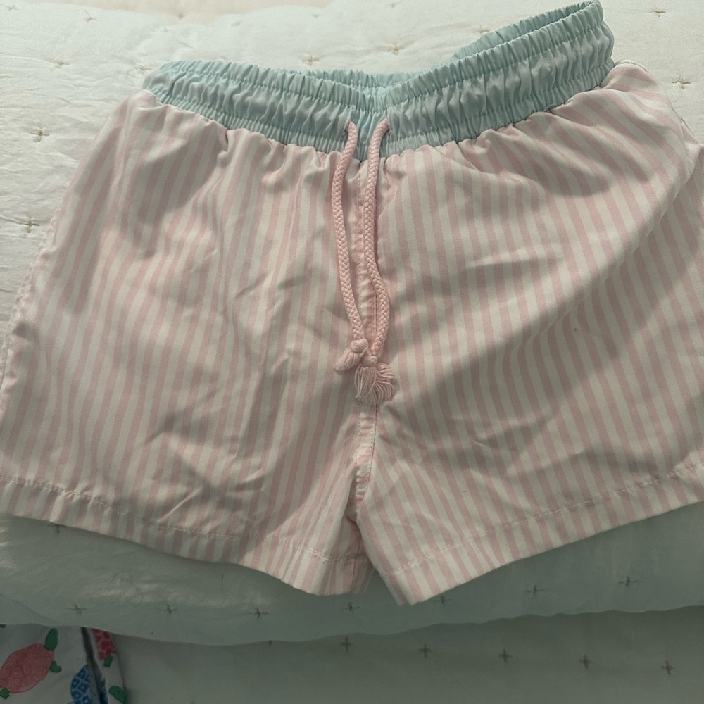 Pink Striped swim trunks